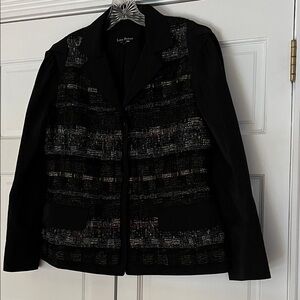Lida Baday Black and multi colored with scattered gold thread Women's Blazer